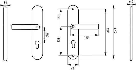 THIRARD - Ensemble De Poignées De Sécurité Pour Porte D'Entrée - Béquille Double - Aluminium Massif - Design Élégant Et Pratique - Entr'Axe De Fixation 216 Mm - Finition Inox - Carré 7 Mm - Gris