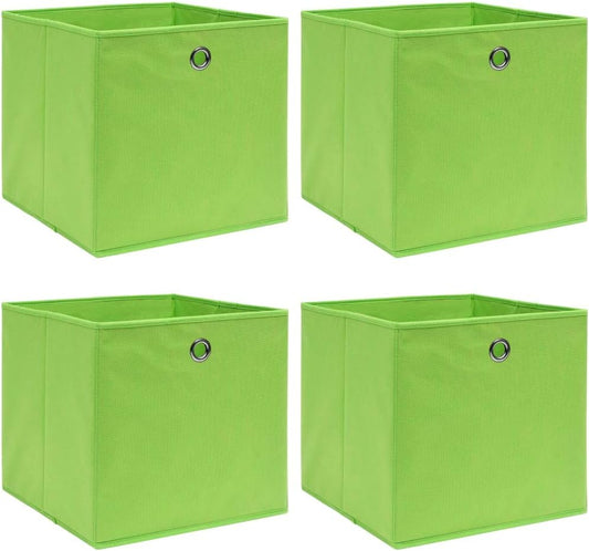 GENERIC Coffre De Rangement, Coffre De Rangement Pour Coussins D'extérieur, Coffres De Rangement D'extérieur Imperméables 4 Pièces Vert 32x32x32 Cm Tissu