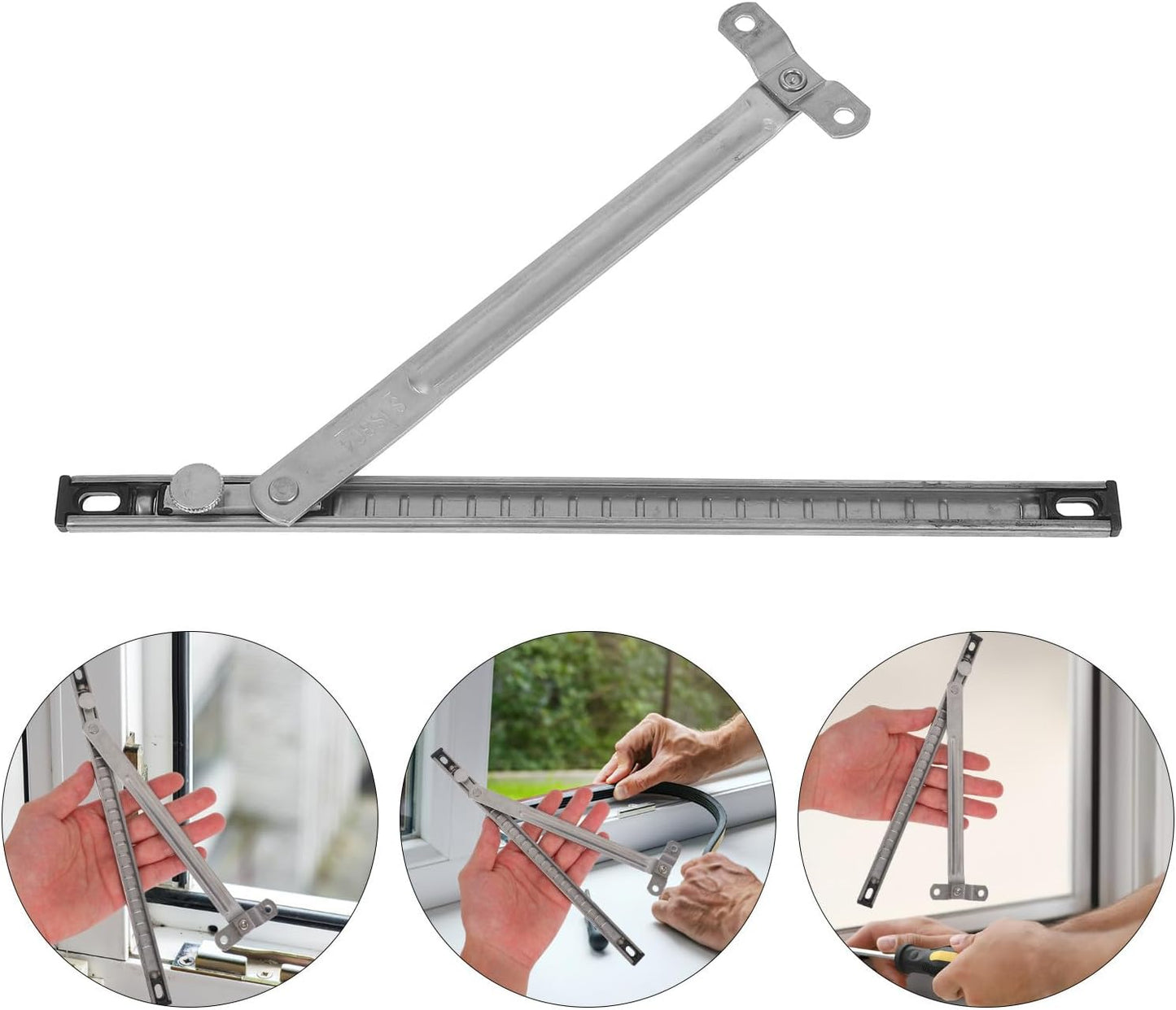 Barre Et Design Sans Perçage En Acier Argenté De Limitation De Fenêtre Adaptateur Charnière Compatibilité Polyvalente Pour Fenêtre à Battant Pour Sécurité Familiale