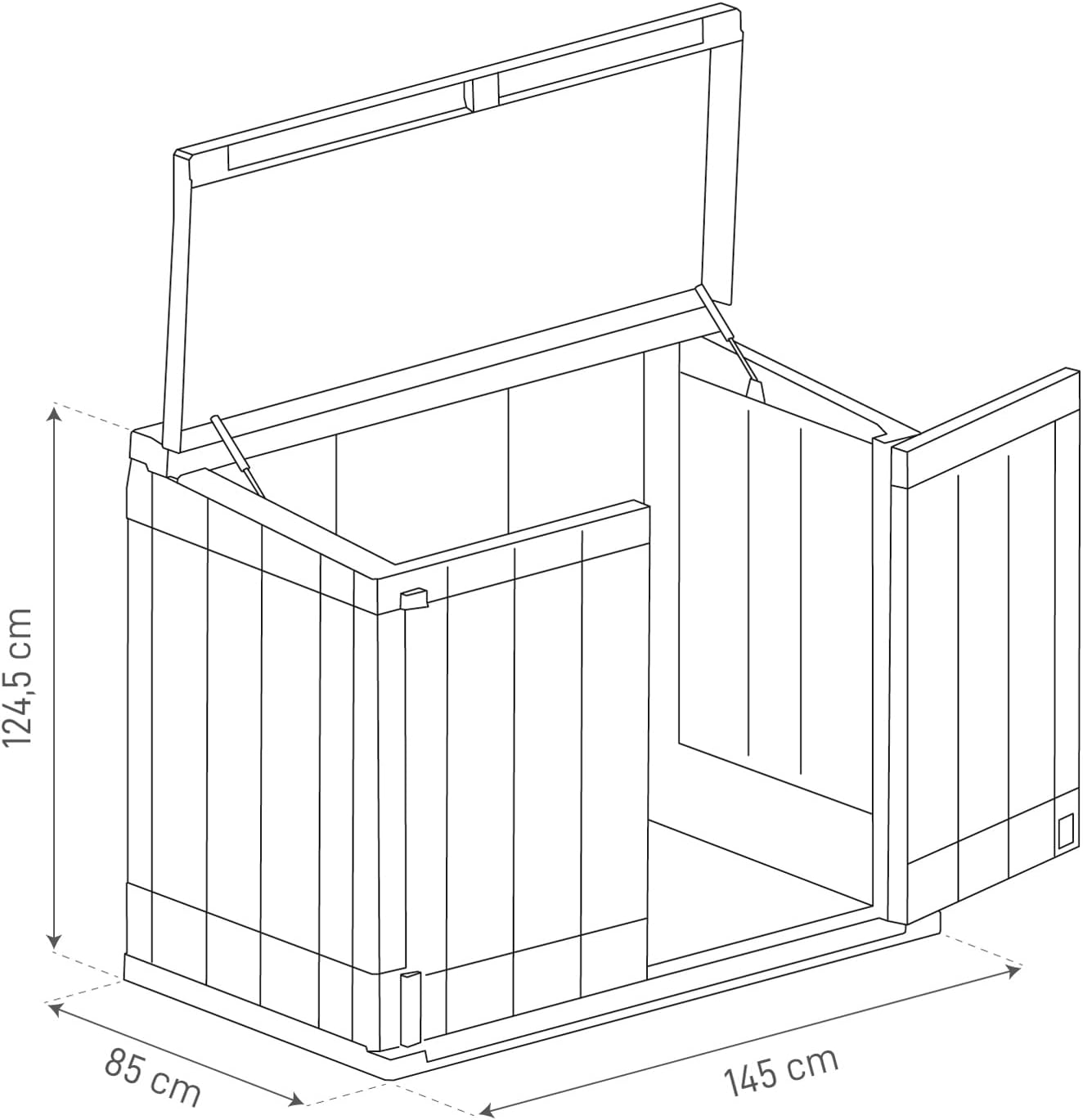 Toomax Stora Way Plus XL Coffre De Rangement Extérieur En Polypropylène Recyclé Avec Effet Bois, Couleur Anthracite/Gris Taupe