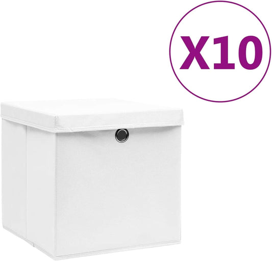 Coffre De Rangement Extérieur, Coffre De Rangement Pour Coussins, Coffres De Rangement Extérieurs étanches Avec Housses, 10 Pièces, 28 X 28 X 28 Cm, Blanc