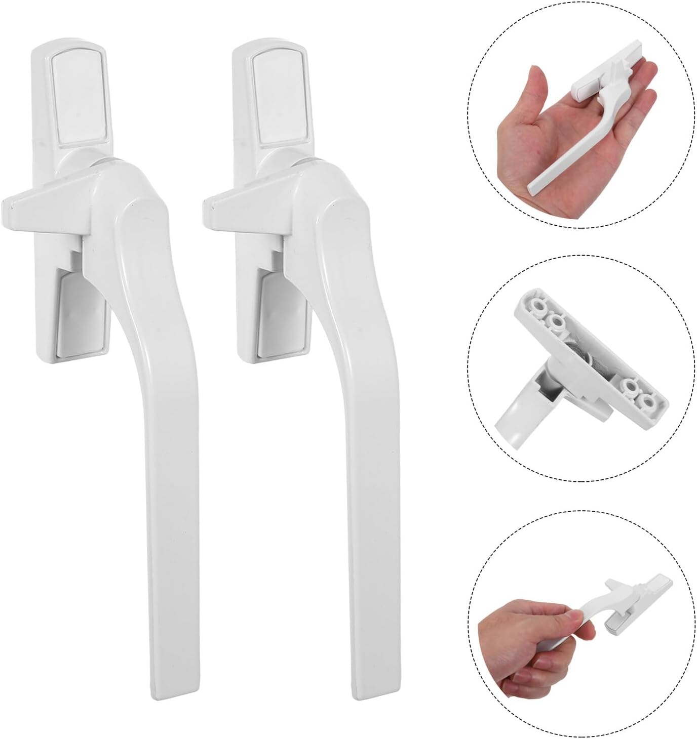 Angoily Set Of 2 White Straight Casement Window Handles Sliding Handle Exterior Ergonomic Lock Secure Lock Hardware Accessories For Door And Window