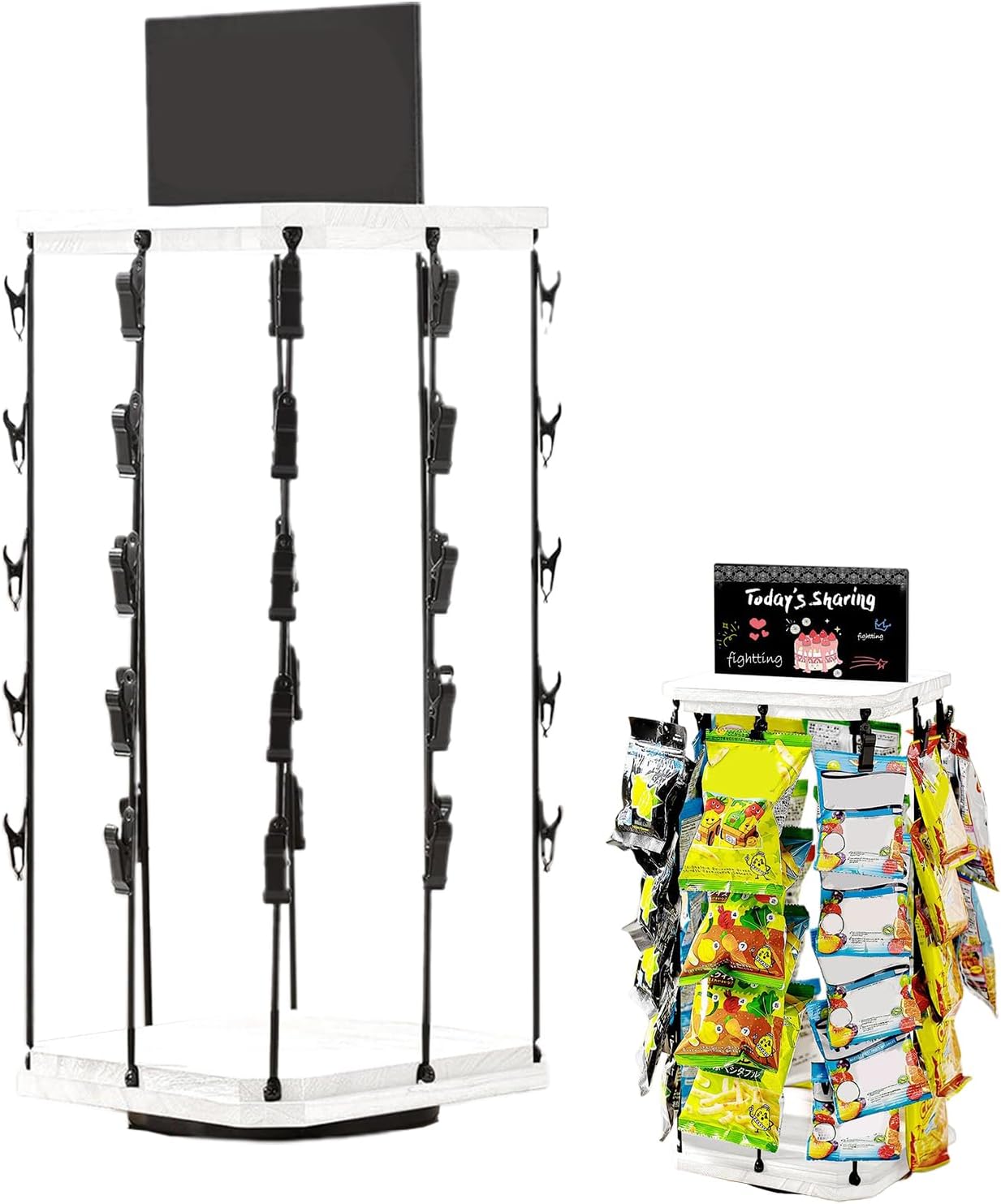 Générique Support D'affichage à Rack De Puces, Support De Puce/bonbons/rack De Snack, Cintre D'organisateur De Stockage De Base En Bois Avec Babillard, Rangement Alimentaire D'affichage De Bonbons
