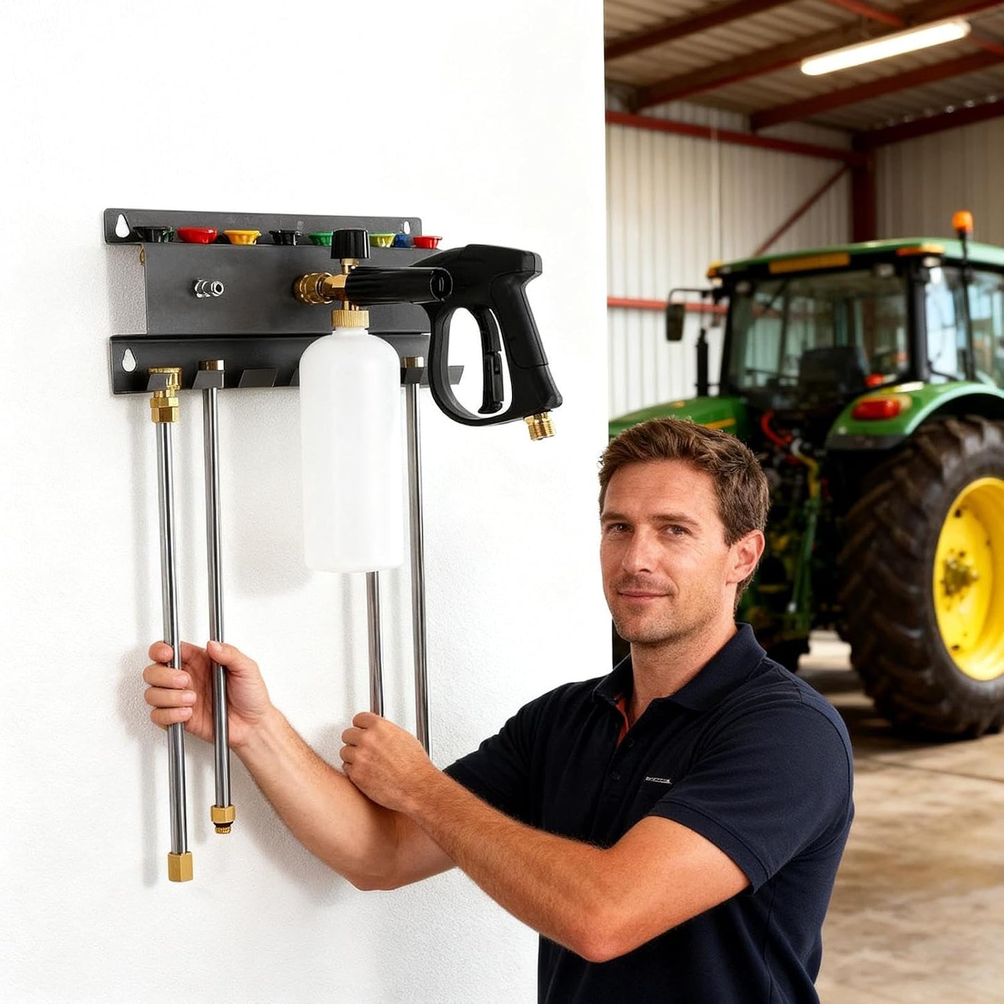 Support De à Mousse, Support De Rangement Mural Pour Lavage De Voiture, Support Mural Pour Outils De Nettoyage Avec Cadre En Métal Solide, Support D'accessoires De Lavage Automatique, Support De