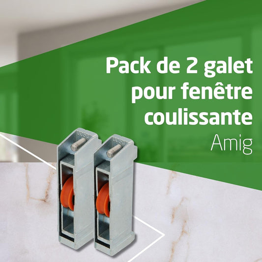 Amig - Roulement Pour Fenêtre Coulissante | Lot De 2 Unités | Taille 70 X 16 Mm | Boîtier Métallique Réglable | Roulement à Billes | Conçu Pour Les Fenêtres Coulissantes | Acier Zingué