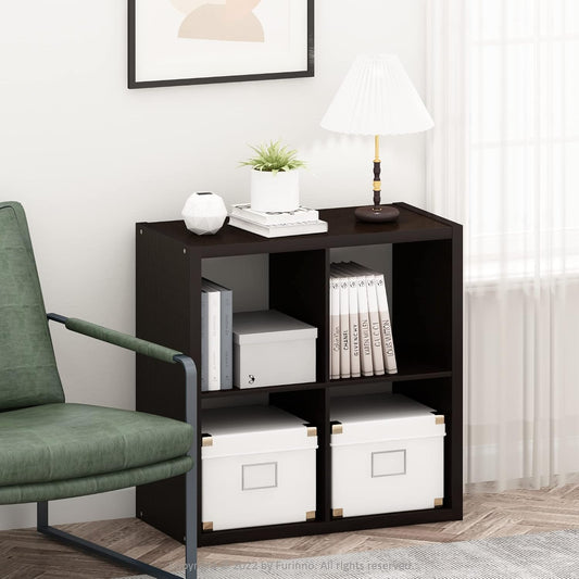 Furinno Cabine De Rangement Décorative à Dos Ouvert à 4 Cubes, Chêne Foncé