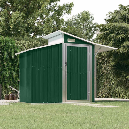 Abri De Jardin Vert 270x130x208,5 Cm En Acier Galvanisé, Rangement Extérieur Pour Outils, Équipements De Jardin Et Accessoires De Piscine