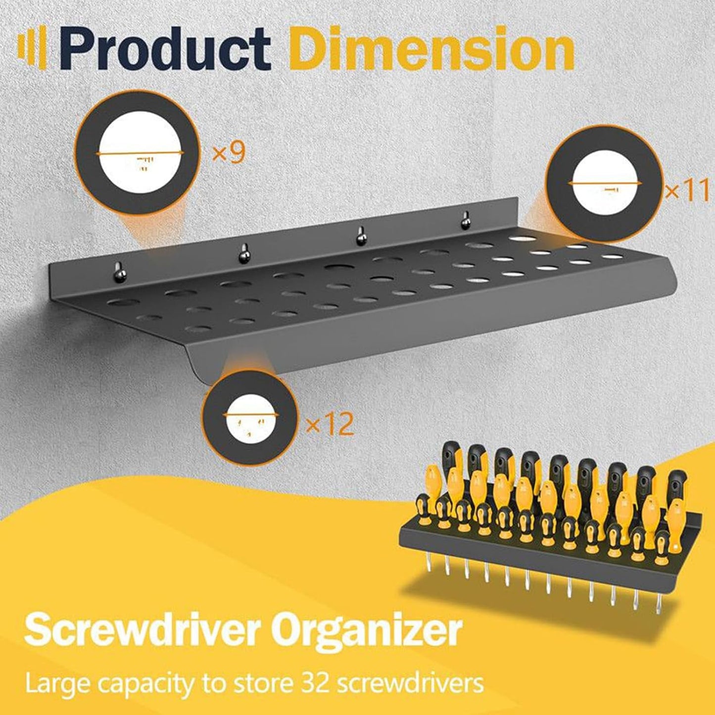 Support De Tournevis, Rangement Mural Robuste Pour Tournevis | Support Pour Outils à Forte Charge Pour Atelier De Réparation, Dortoir, Maison, Garage, Salon