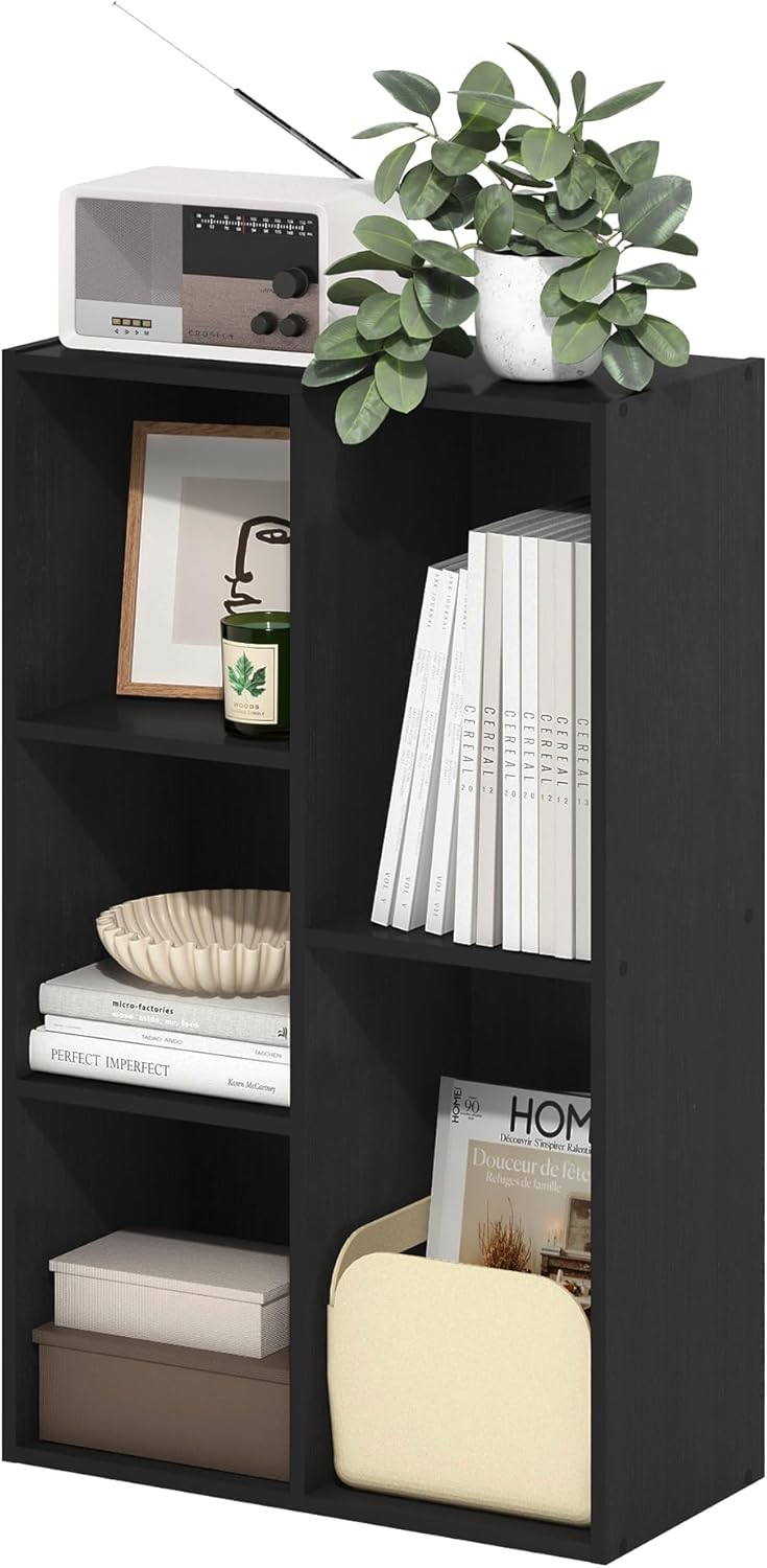 Furinno Luder Bibliothèque Etagère De Rangement Ouverte à 5 Cubes, Blanc/Vert