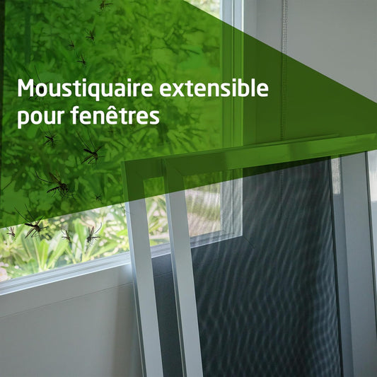 Amig - Moustiquaire Extensible Pour Fenêtres | Installation Sans Outils | S’adapte Dans L’emplacement Du Volet | 100 X 70 Cm | Ajustable Jusqu’à 190 Cm | Aluminium Blanc Et Maille En Fibre De Verre