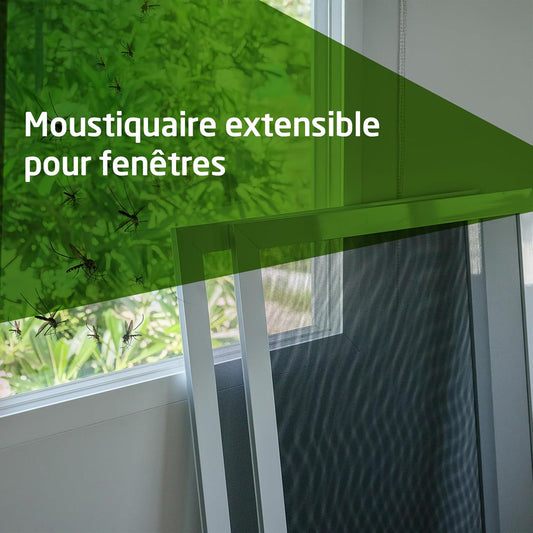 Amig - Moustiquaire Extensible Pour Fenêtres | Installation Sans Outils | S’adapte Dans L’emplacement Du Volet | 70 X 50 Cm | Ajustable Jusqu’à 130 Cm | Aluminium Blanc Et Maille En Fibre De Verre