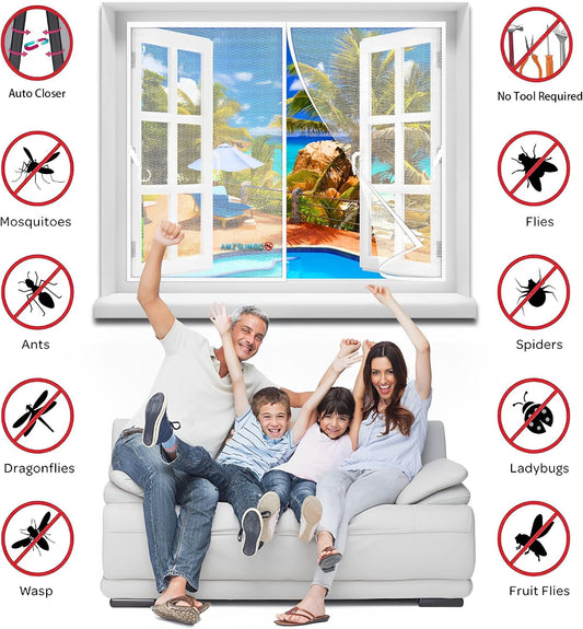 Magnetic Window Mosquito Net 245 X 225 Cm Easy To Install Automatic Closure Anti-Insect Fly Insect Insect Fly For Children And Pets (White)