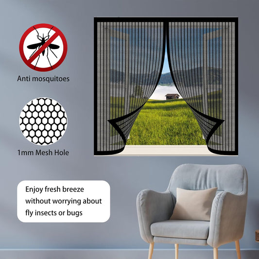 Magnetic Mosquito Net 132 X 103 Cm Automatic Roll-Up Without Drilling For All Types Of Windows, White