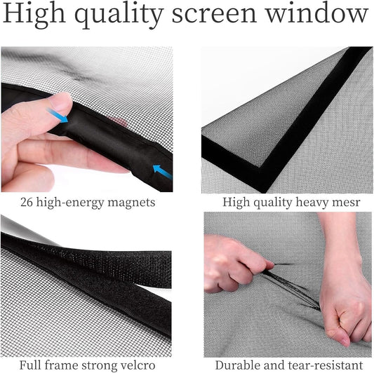 Mosquito Net Window Without Drilling 69 X 105 Cm Powerful Magnets Automatic Magnetic Mosquito Net Door For Corridors Patio, Black