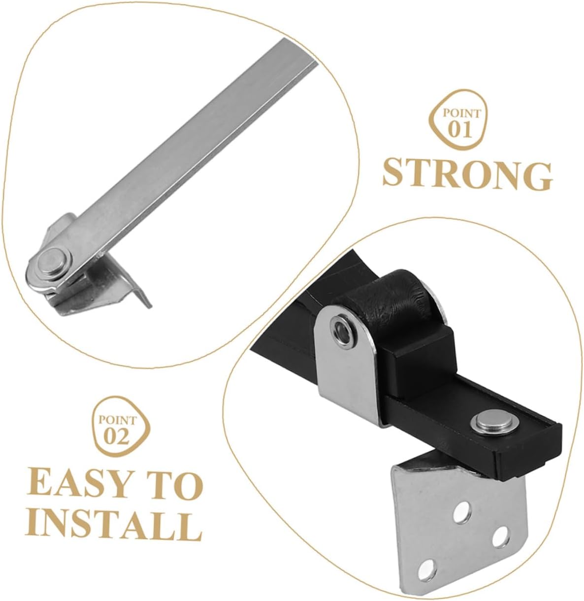  Gatuida Loquet De Fenêtre à Battant Télescopique 2 Pièces Compas De Fenêtre En Aluminium Noir Dispositif De Réglage Anti-Vent Butée Ajustable Et Bois Limiter Sécurité Pour Maison