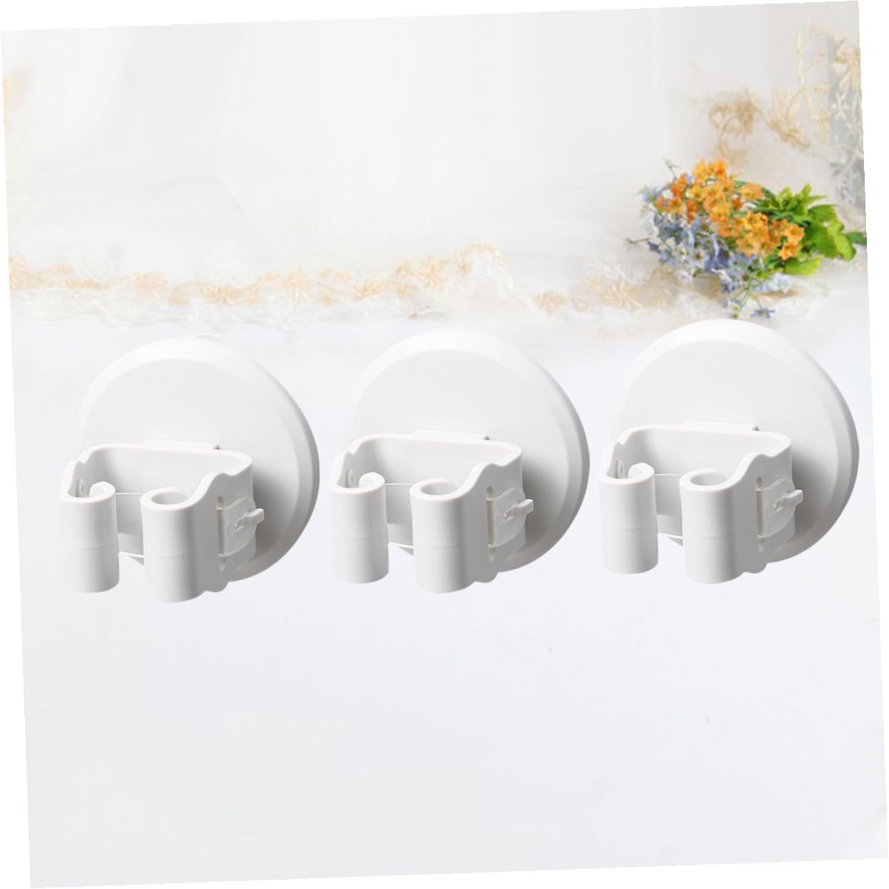  Toyvian Porte-Balai Mural 3 Pièces En ABS, Clips Antidérapants Adhésif Sans Traces, Pour Salle De Bain Et Balcon