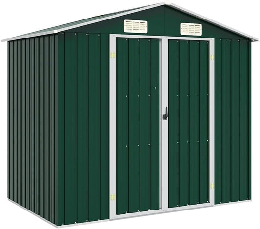  Abri De Jardin En Acier Galvanisé - 205 X 129 X 183 Cm - Vert - 205 X 129 X 183 Cm - Résistant Aux Intempéries - Moderne