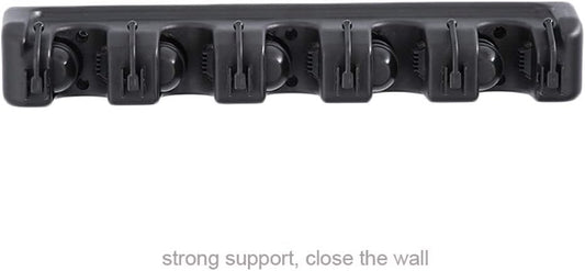  Mop Holder Wall Mounted Mop Holder Broom Garden Tools Storage Hooks Garage Storage 5 Position And 6 Hooks For Home Kitchen Garden (White, 5 Positions)