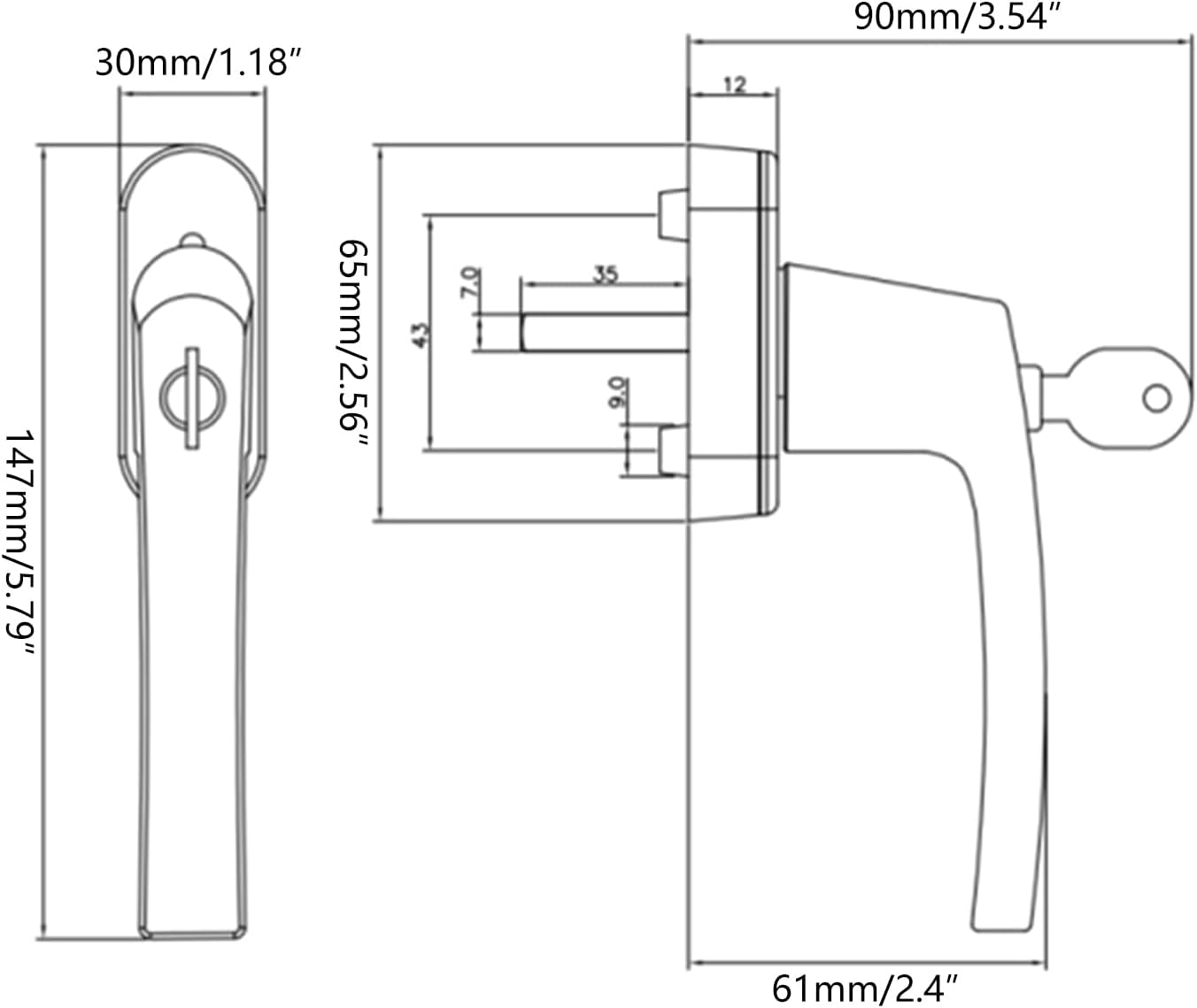  Poignée De Fenêtre Verrouillable Améliorée En Aluminium, Poignée De Porte De Balcon, Serrure Enfant Avec Clé Et Vis, Serrure De Fenêtre