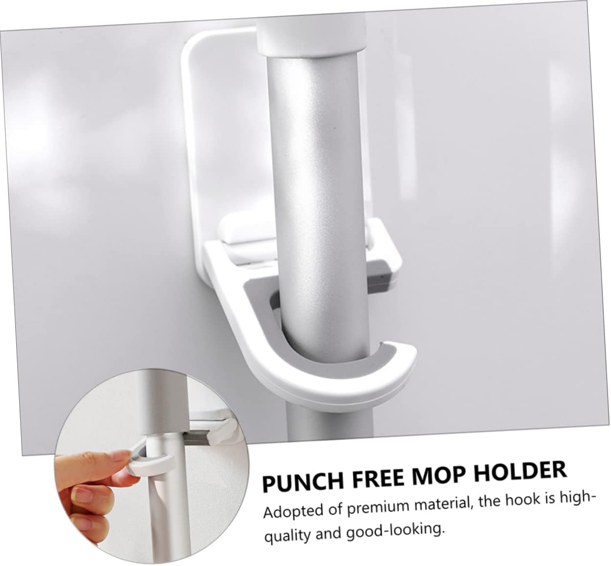  Angoily 9 Pieces Hook For Wall Mop Holder White Wall Clip Silica Gel No Punching