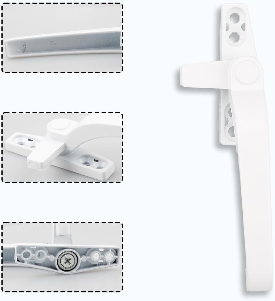  GLADFRESIT Lot De 2 Poignées De Fenêtre De Rechange Universelles à Double Vitrage Avec Vis De Fixation, Kit De Quincaillerie à Battant En Alliage De Zinc Pour Droitier/gauche