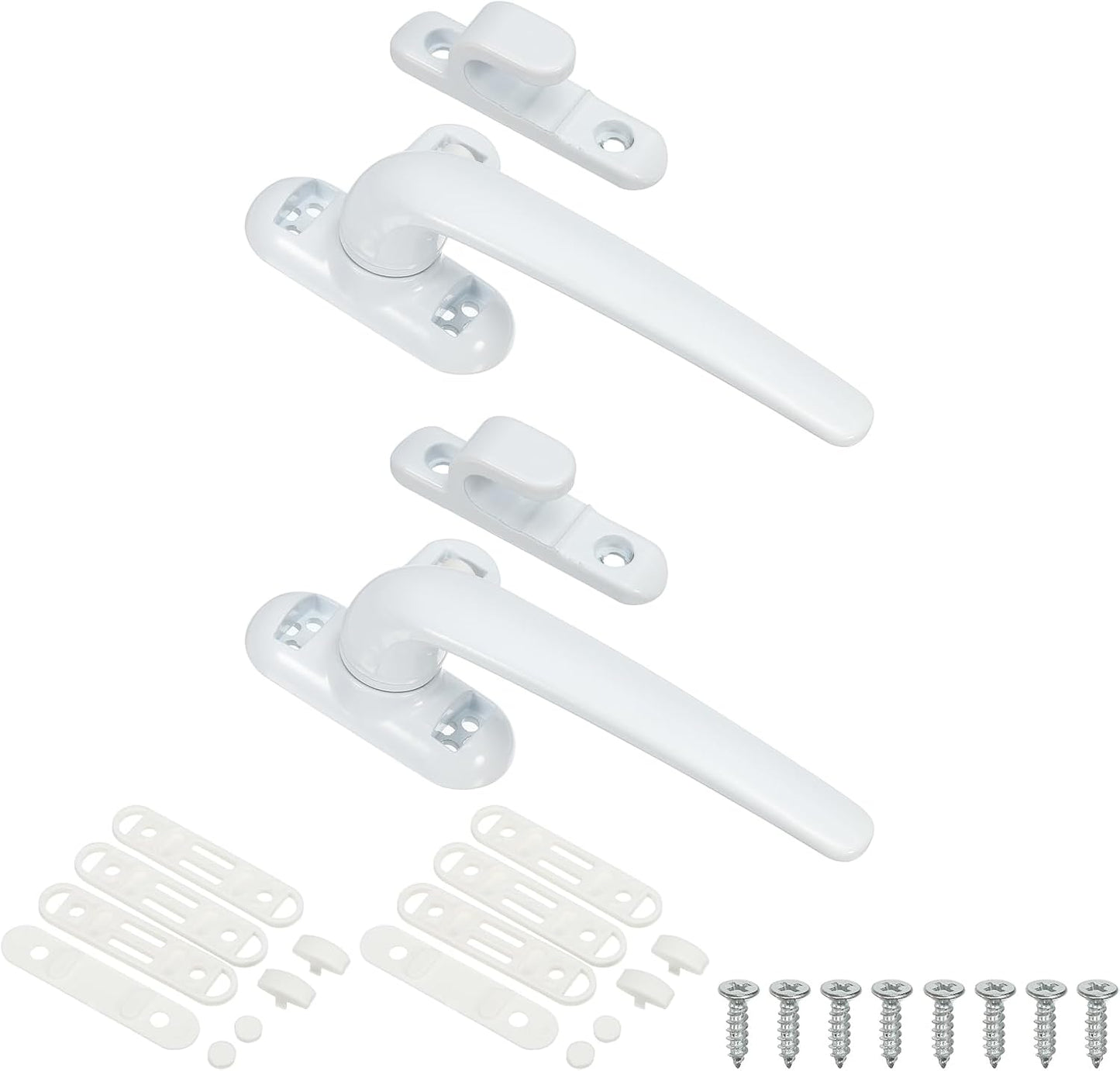  PATIKIL Poignée De Fenêtre En Alliage D'aluminium, 2 Paquets Serrure De Fenêtre à Battant Interne Et Externe Poignées De Fenêtre Coulissante Pour Fenêtres, Blanc (Main Gauche)