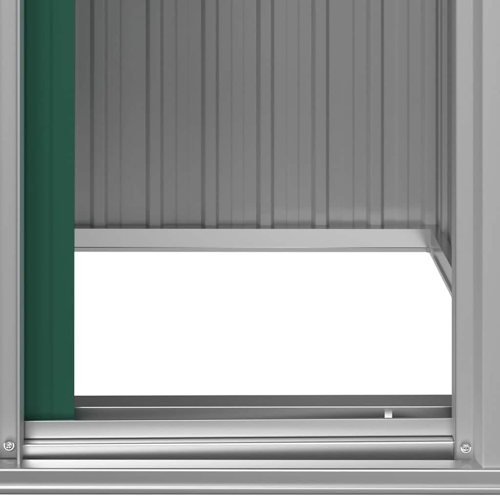  Abri De Jardin Vert 126x97,5x177 Cm En Acier Galvanisé, Abri De Rangement Extérieur Spacieux Avec Porte Coulissante Et Poignée Pratique Pour Outils De Jardin, équipement
