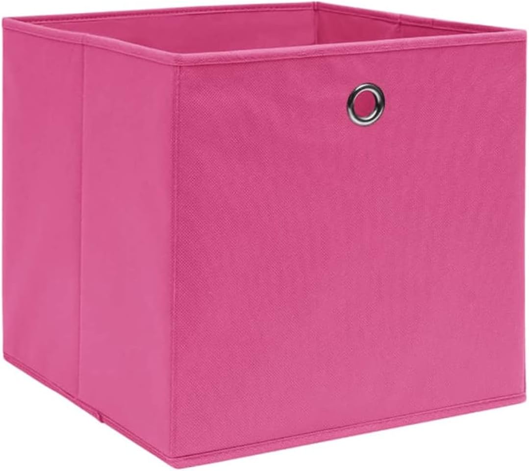 GENERIC Coffre De Rangement, Coffre De Rangement Pour Coussins D'extérieur, Coffres De Rangement D'extérieur Imperméables, 4 Pièces, Tissu Non Tissé, 28 X 28 X 28 Cm, Rose