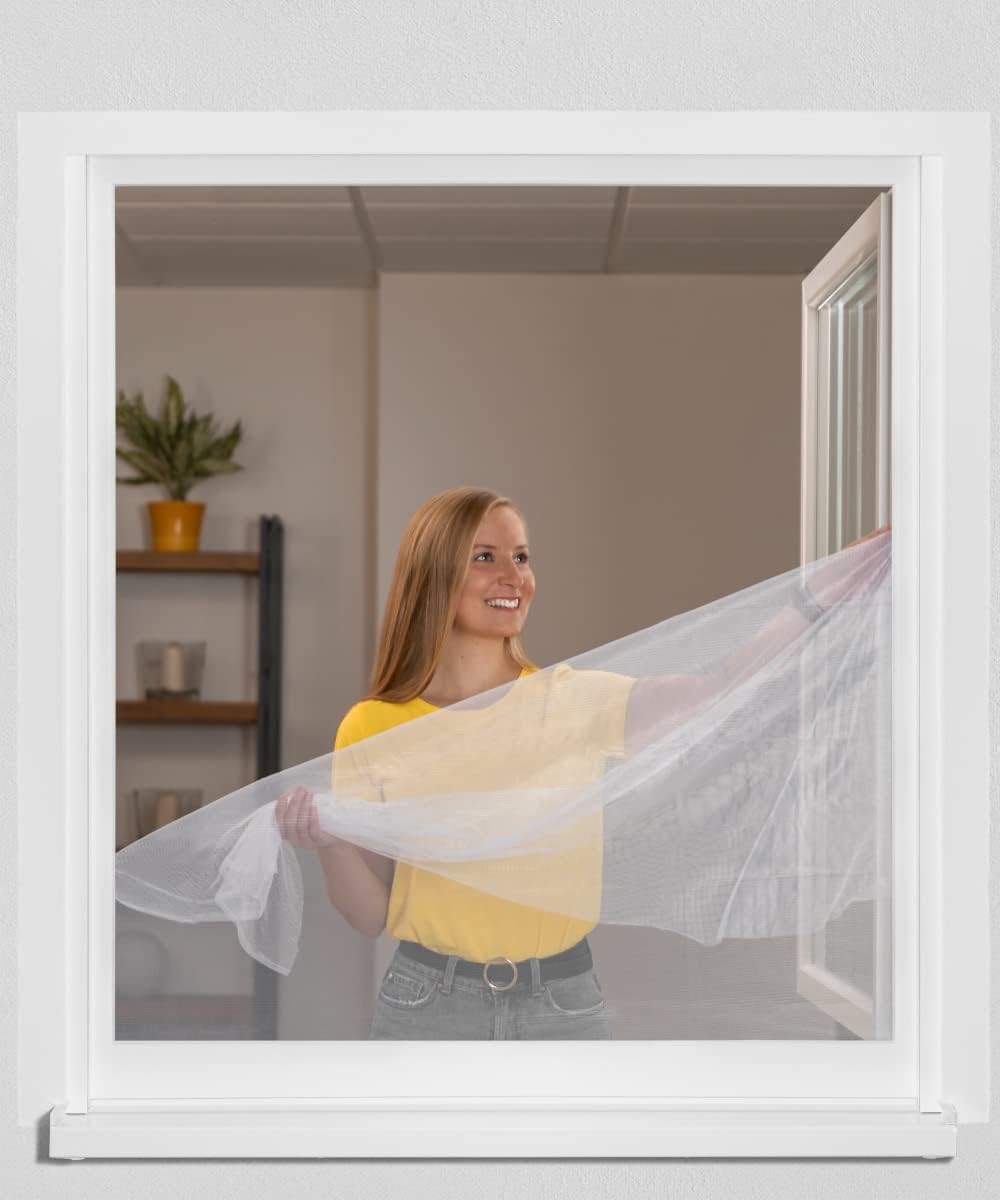  Schellenberg 50710 Moustiquaire Fenêtre Recoupable Aux Dimensions Souhaitées, Avec Ruban Auto-aggripant De Fixation Et Cutter, 100 X 100 Cm, Blanc
