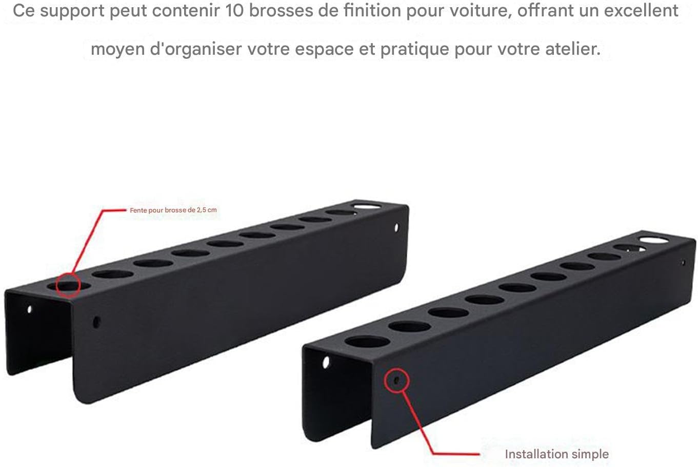  Générique Organisateur De Brosses Pour Nettoyer Voitures - Support Mural Pour Brosses De Détail - Organisation Garage Pour Espaces De Travail Intérieur Camion Fourgon Remorque
