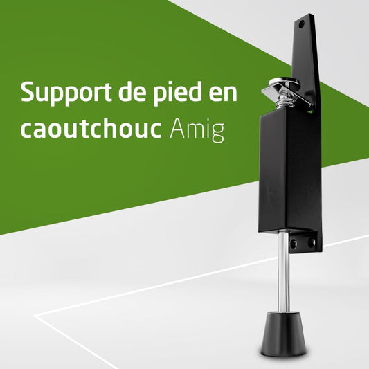 Amig - Retenue De Pied En Caoutchouc Pour Fixer Et Maintenir Les Portes Ouvertes - Dimensions : 165 X 30 Mm - Tour : 28 Mm - Butée Verticale Zamak - Noir - Anti Supports