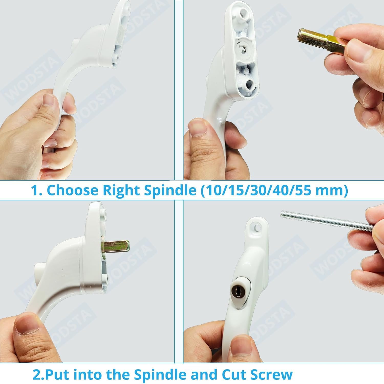  Lot De 4 Poignées De Fenêtre En UPVC Verrouillables En Aluminium Blanc Pour Fenêtres UPVC Avec Clé Pour 10/15/30/40/55 Mm | Broches Multiples