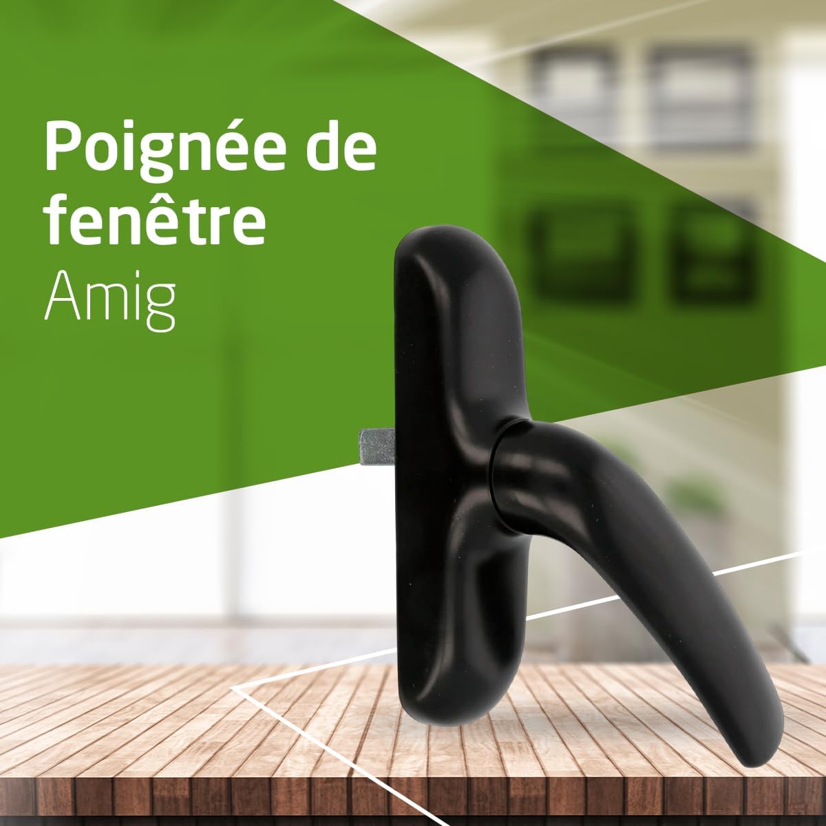  Amig - Poignée Pour Fenêtres Oscillo-battantes Avec Base En Aluminium Et Revêtement En PVC Noir Avec Vis Invisibles - 180 X 35 Mm - Hauteur 64 Mm - Sans Carré