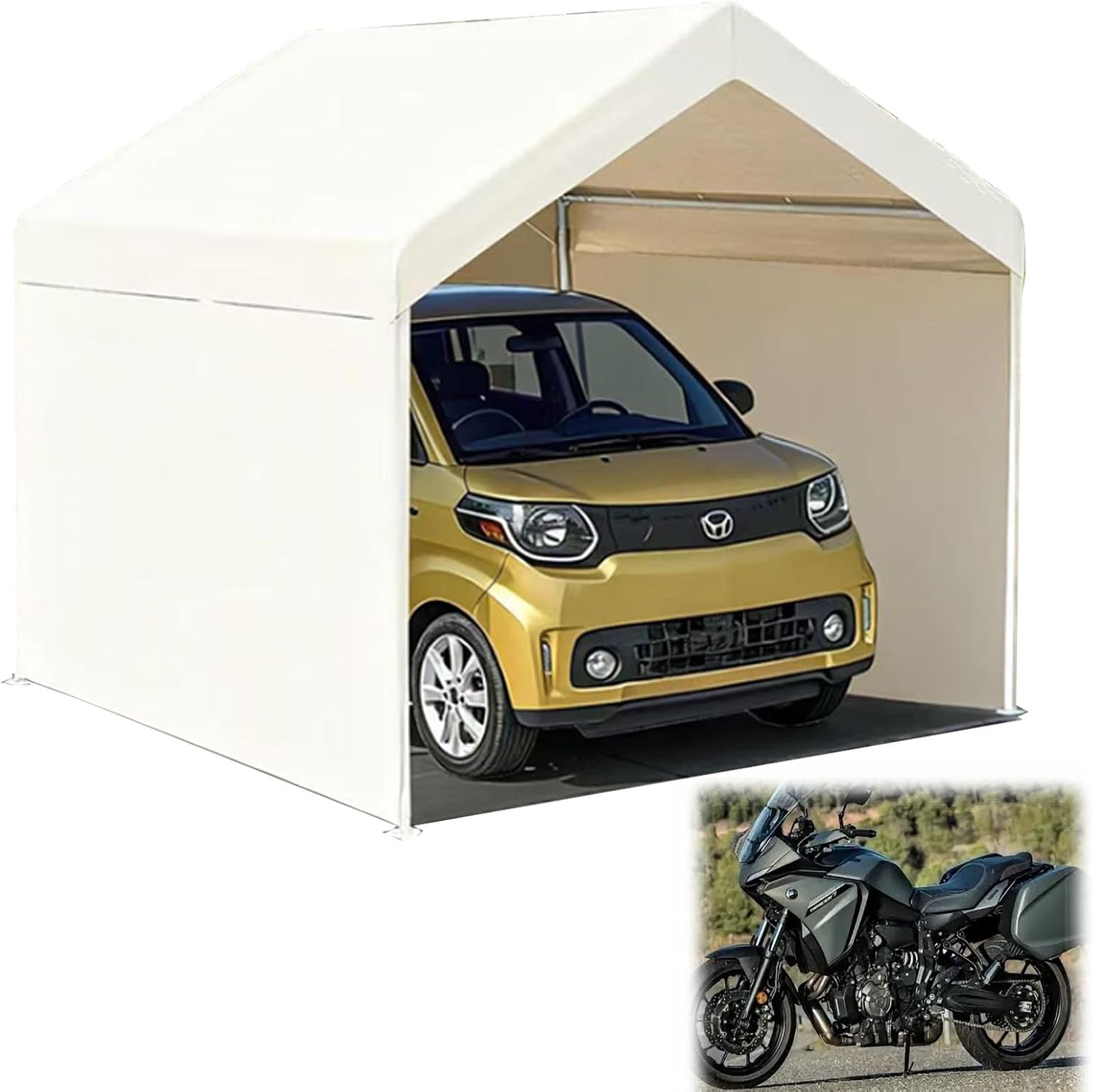  Auvent De Rangement Extérieur Pour Abri D'auto En Tissu Oxford Résistant Aux Intempéries, Parois Latérales Amovibles, Abri De Garage Multifonction Pour Véhicules, Tracteurs Et Arrière-cour