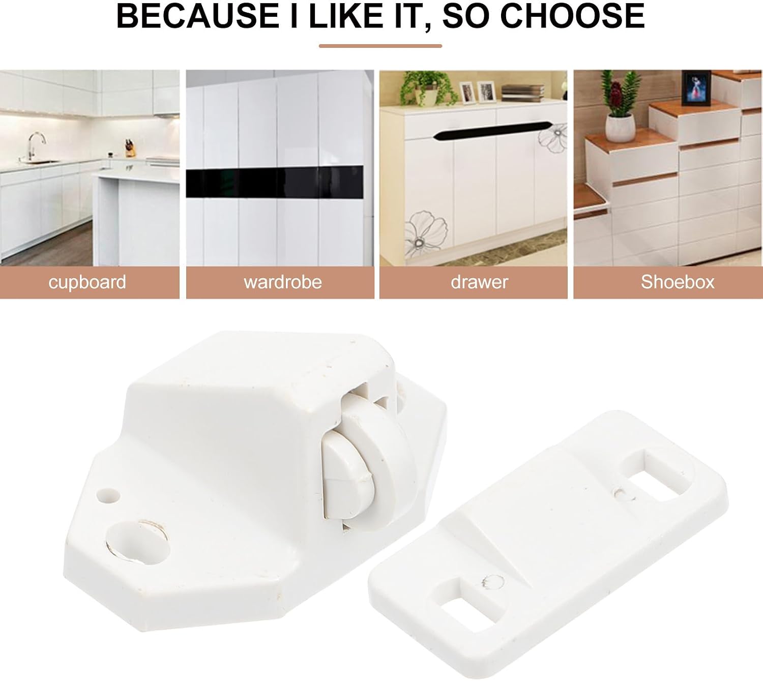  Artibetter 10ensembles Lot Loqueteaux Plastique Pour Portes Serrure à Billes Et Facile à Installer Adapté Aux Portes Armoire Et Placard
