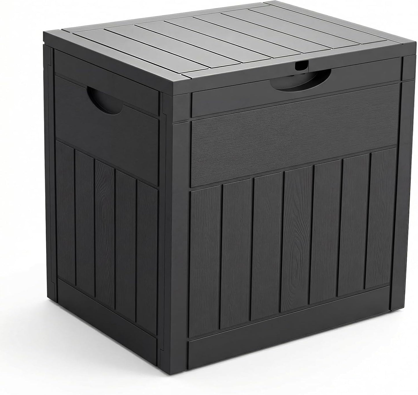  Vounot® Coffre De Rangement Extérieur 126L Boîte De Jardin Étanche Anti UV Couvercle Verrouillable Avec Poignées Encastrées 56 X 43 X 53 Cm Pour Jardin Terrasse Balcon Piscine Effet Bois Noir
