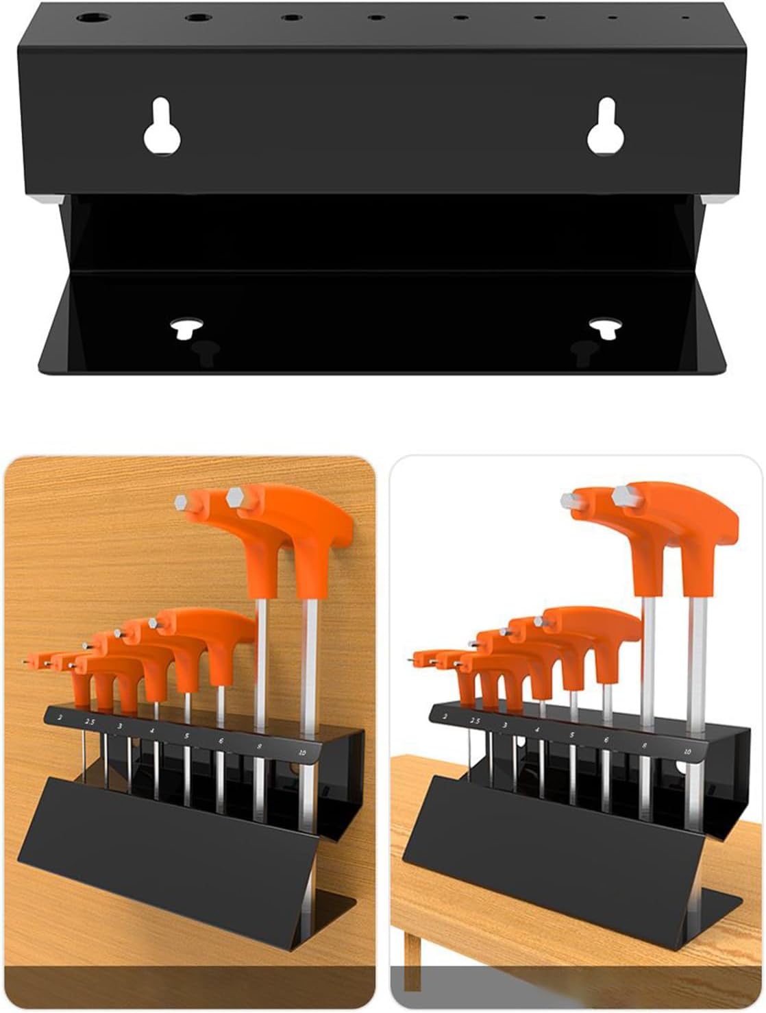  Organistes De Clés - Porte-clés Hexagonale Pour Le Support Mural, Acier Inoxydable Avec Stockage Compact, Porte-outil D'outil D'économie D'espace Pour Atelier, Garage, Réparation De Maison, Salon, 9,4