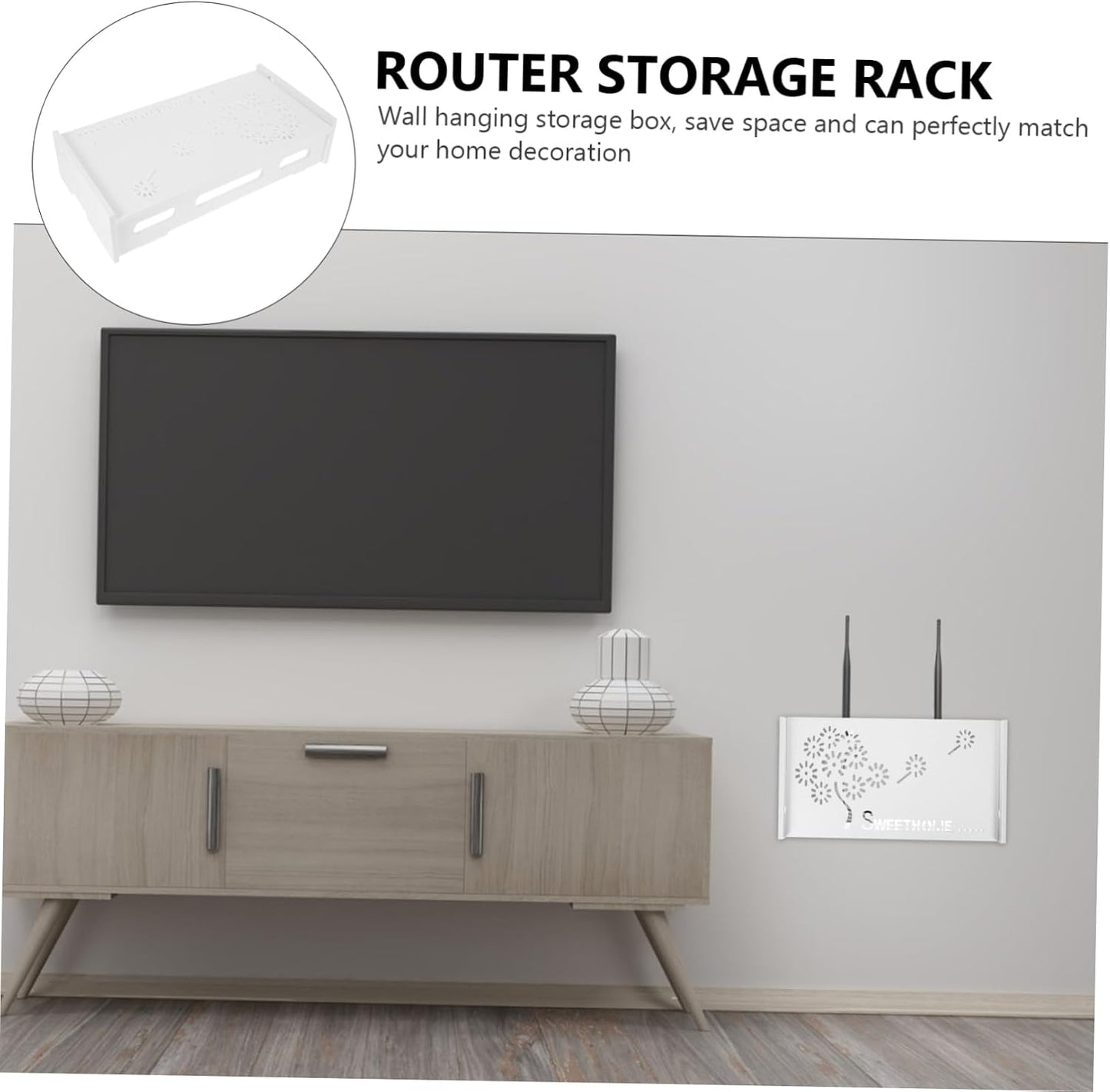  Ciieeo TV Wall Storage Shelf Wire Cover Router Bracket
