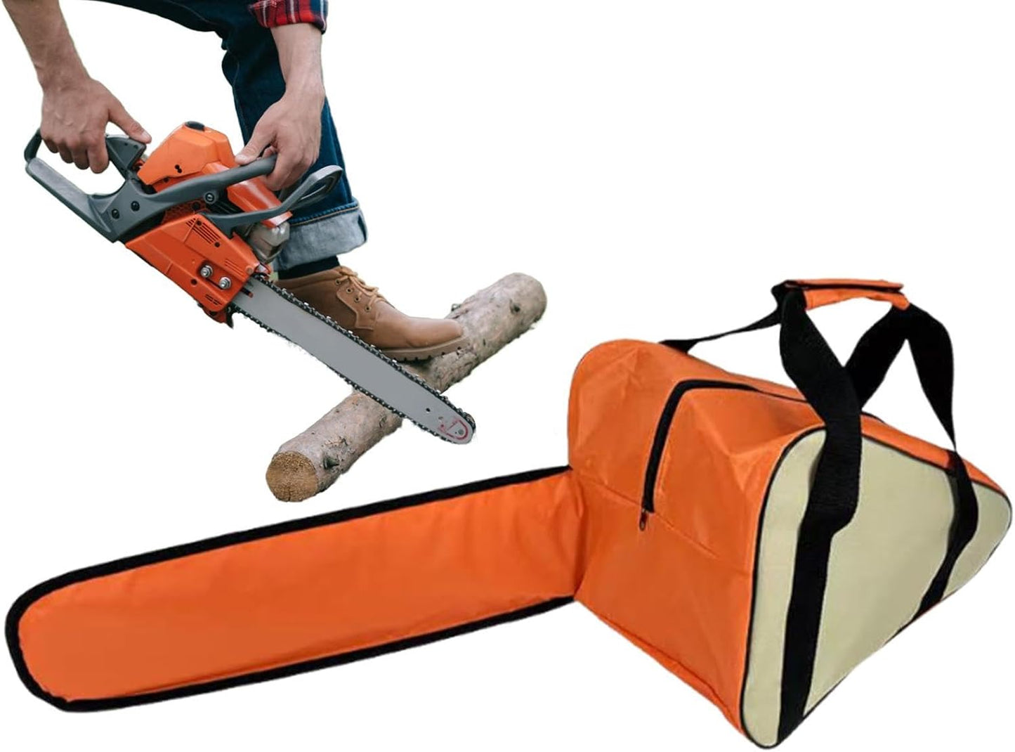  Sac De Rangement Pour Tronçonneuse, étui De Transport Pour Tronçonneuse, Porte-outils électriques, Nylon Oxford Robuste, Poignée Portable, Utilisation à La Maison Et Au Jardin, 60 X 23 X 41 Cm, Orange