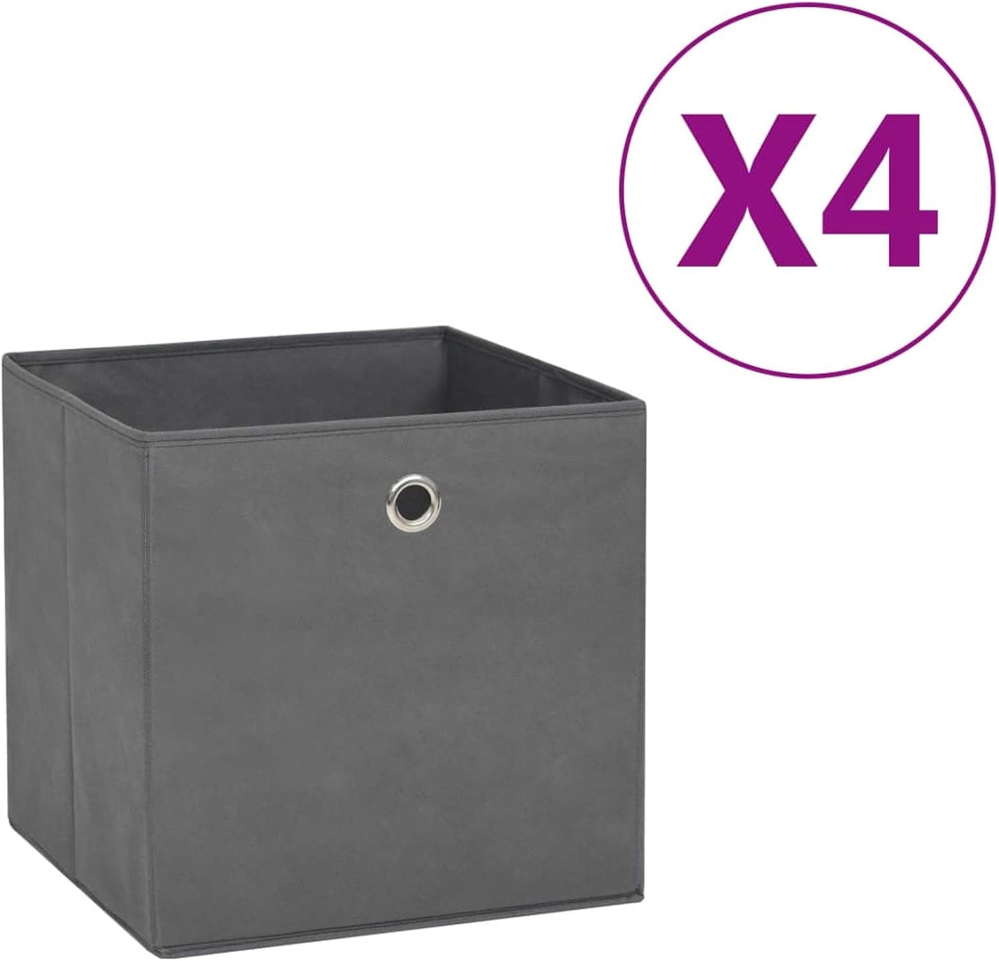 GENERIC Coffre De Rangement, Coffre De Rangement Pour Coussins D'extérieur, Coffres De Rangement D'extérieur Imperméables, 4 Pièces, Tissu Non Tissé, 28 X 28 X 28 Cm, Gris