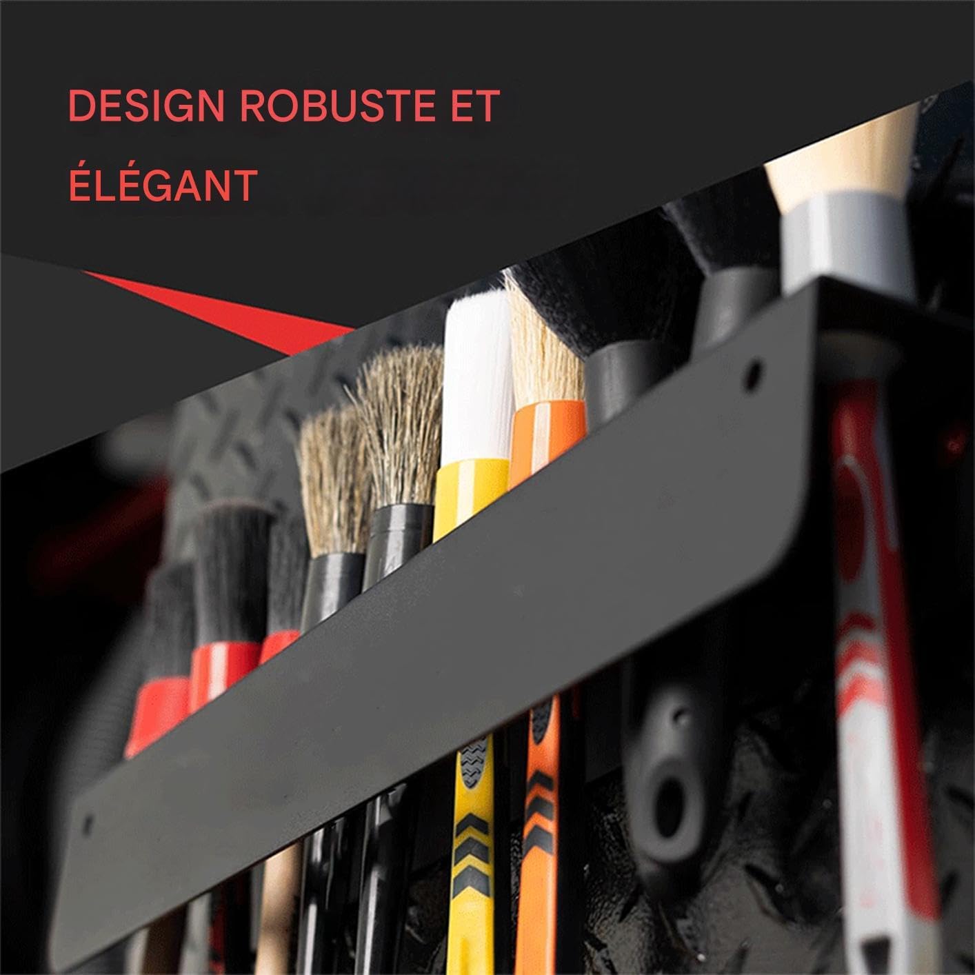  Générique Organisateur De Brosses Pour Nettoyer Voitures - Support Mural Pour Brosses De Détail - Organisation Garage Pour Espaces De Travail Intérieur Camion Fourgon Remorque