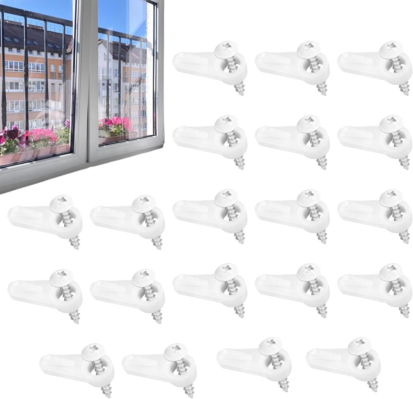  Clips Maintien Pour Moustiquaire De Fenêtre | 20 Pièces Quincaillerie Fixation Moustiquaire Avec Vis | Clips Maintien Contre-Fenêtre,pour Maison Appartement Dortoir Salon Chambre Bureau Cuisine Salle