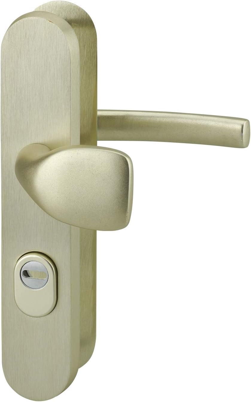  THIRARD - Ensemble De Poignées De Sécurité Pour Porte D'Entrée - Béquille Double - Aluminium Massif - Design Élégant Et Pratique - Entr'Axe De Fixation 216 Mm - Finition Inox - Carré 7 Mm - Gris