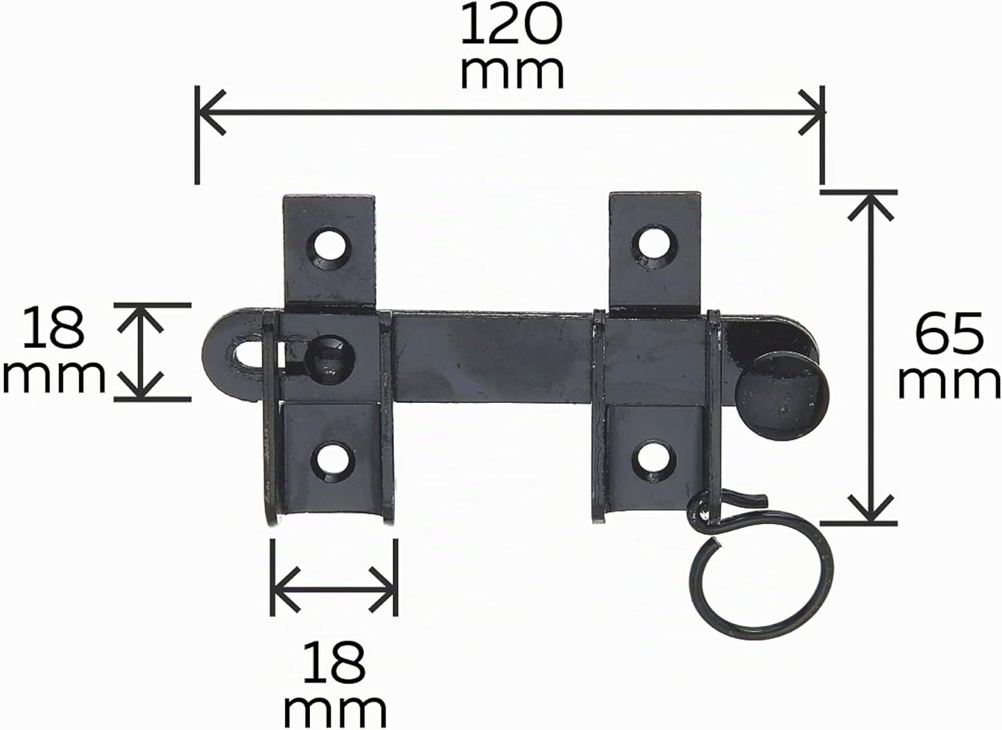  Alberts 307653 Flap Closure | With Stop | Black Lacquered | Size 120 X 65 Mm
