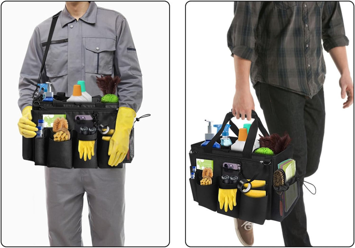  Générique Sacs De Nettoyage Pour Femmes De Ménage - Sac Pliable De Détail Pour Voiture,Porte-Outils Mesh Respirant Imperméable Avec Poignée Bretelle Pour Chiffons Époussetage Cuisine