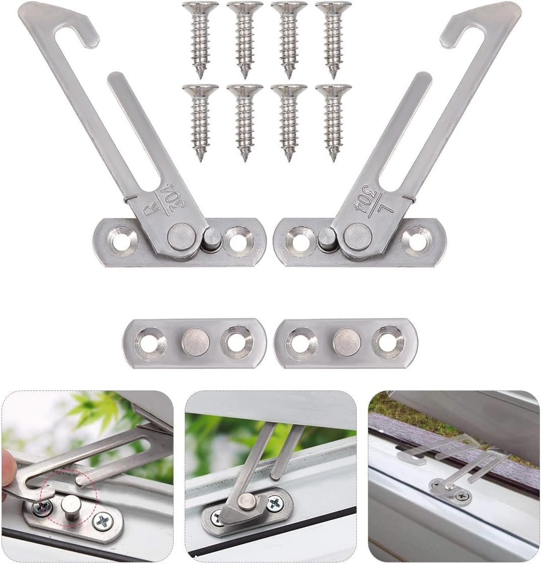  Artibetter Set De Verrous De Sécurité Pour Fenêtres En Acier Inoxydable Butoirs Pour Limiter L'ouverture Et Assurer La Protection Des Garçon Et Filles à Domicile