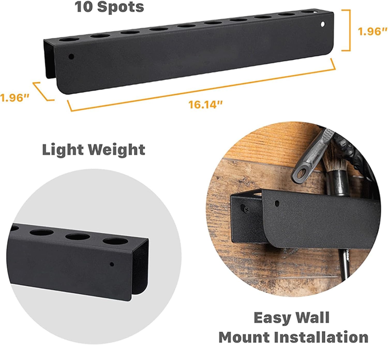  Rack De Rangement Mural - Organisateur De Pinceau Rectangle Pour Les Détails Automobiles | Cadre En Fer Avec Revêtement Anti-érosion, étagère Robuste Pour Garage, Armoire, Fourgonnette, Camion, Intéri