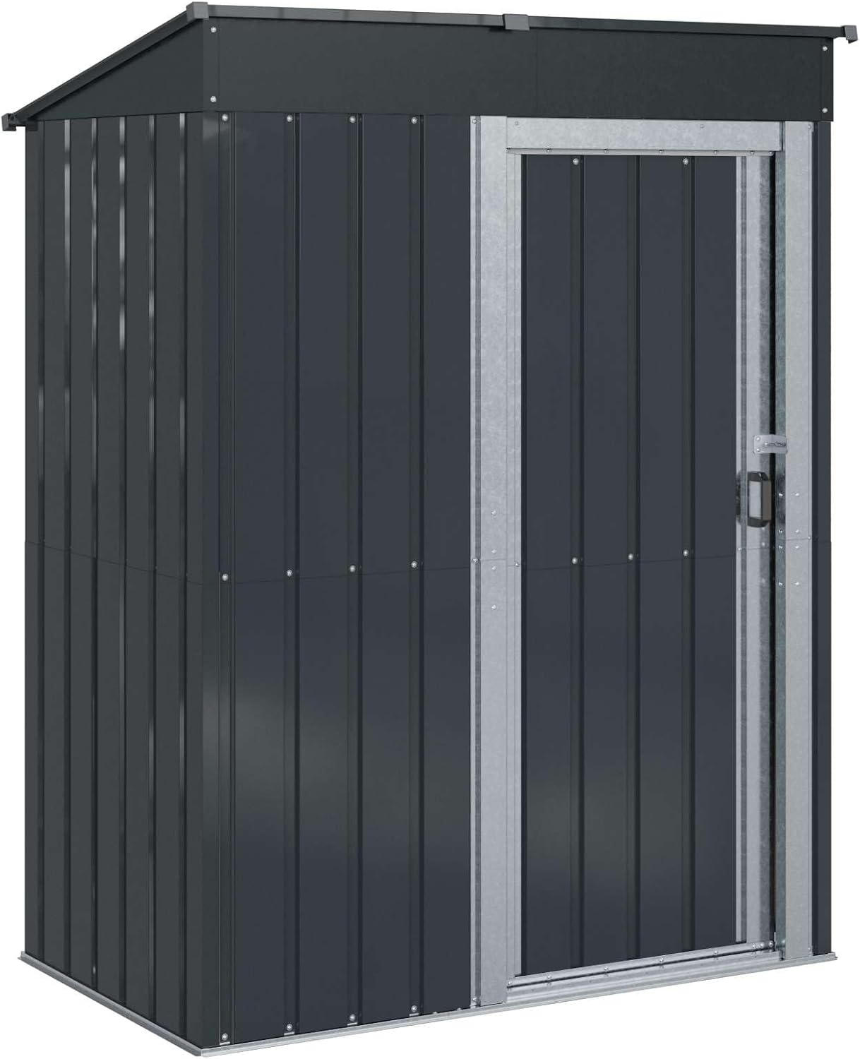  Cabanon De Jardin Métallique Anthracite 137x81x180 Cm, Abri De Jardin Rectangulaire Pour Extérieur, Remise Pratique Avec Rangement Pour Outils Et Pots, Design Moderne Et Durable