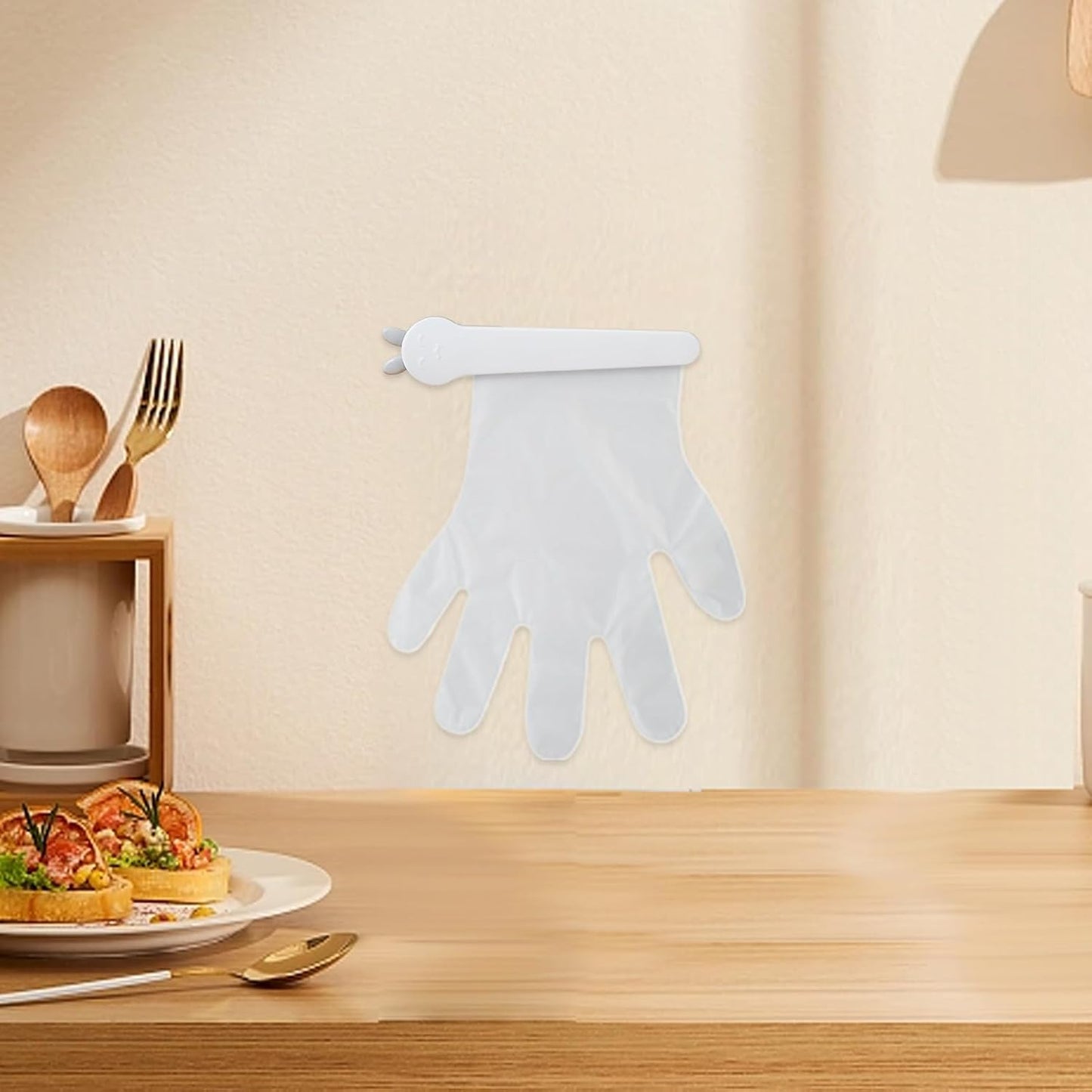  Porte- Pour Le Support Mural, Avec 100 Gants, Organisateur Adhésif De Conception De Clip, Pour La Manipulation Des Aliments Pour Nettoyer La Coiffure