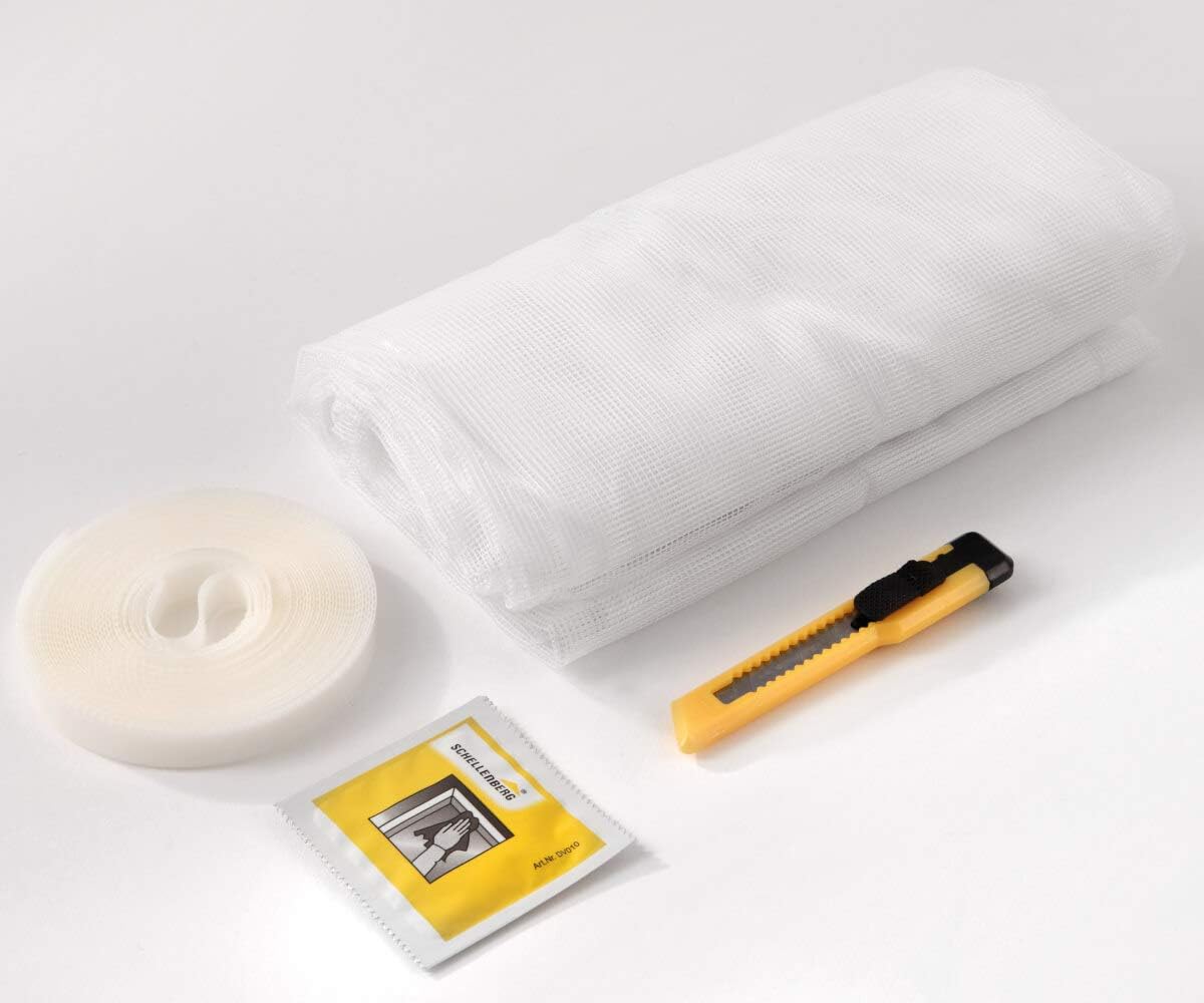  Schellenberg 50710 Moustiquaire Fenêtre Recoupable Aux Dimensions Souhaitées, Avec Ruban Auto-aggripant De Fixation Et Cutter, 100 X 100 Cm, Blanc